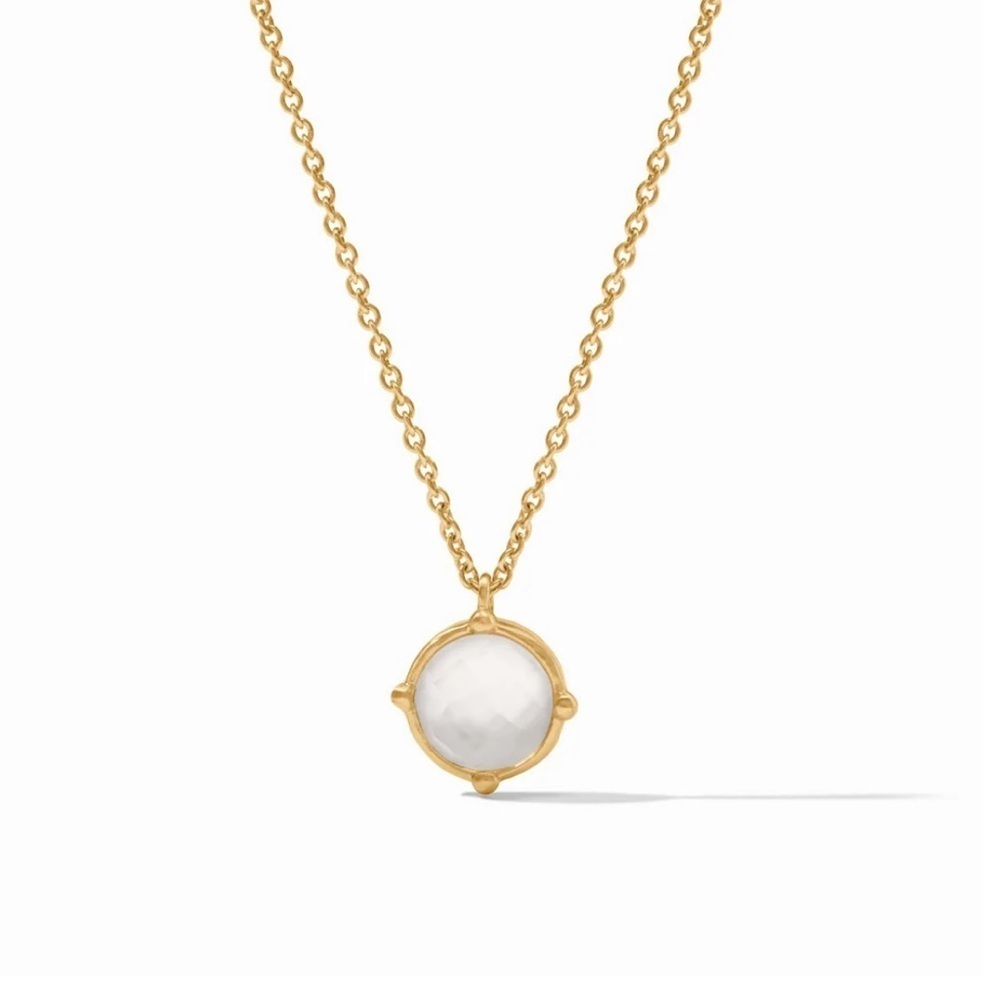 Julie Vos Gold Necklace with White Stone Pendant